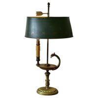 French Painted Toleware and Brass Desk Lamp A lovely piece