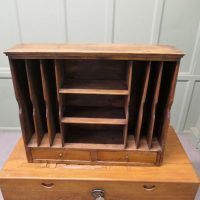 French Post Office Filing Shelf A useful rustic piece in pine, a sectioned shelf