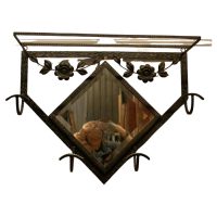 French Retro Chic Iron and Toleware Hat and Coat Rack with Mirror