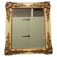 French Rococo Gilt and Cream Wall Mirror