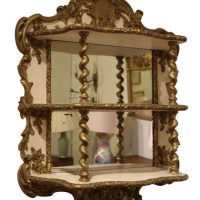 French Rococo Revival Painted &amp; Gilt Wall Étagère, c.1920