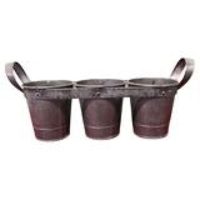 French Rustic Three Bottle Carrier, Coaster