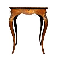 French Walnut &amp; Marquetry Inlaid Dressing Table with Ormolu Mounts, c.1900