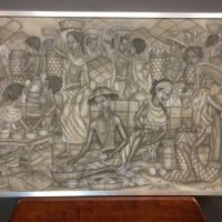 Tempera On Canvas- “The Friut Market”, Ubud School