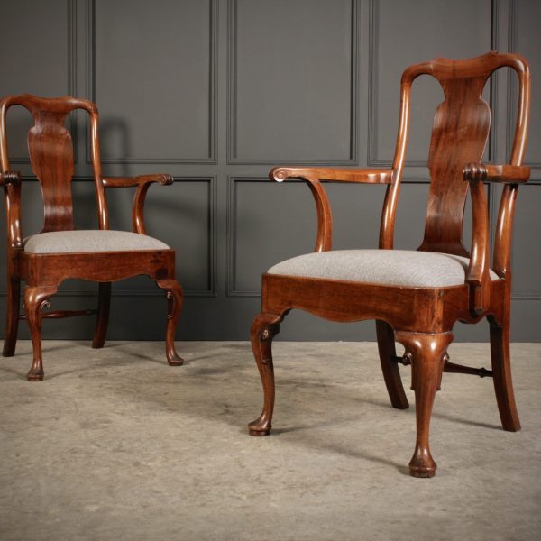 Pair Of Quality Mahogany Queen Anne Armchairs