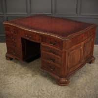 Magnificent Serpentine Shaped Mahogany Partners Desk