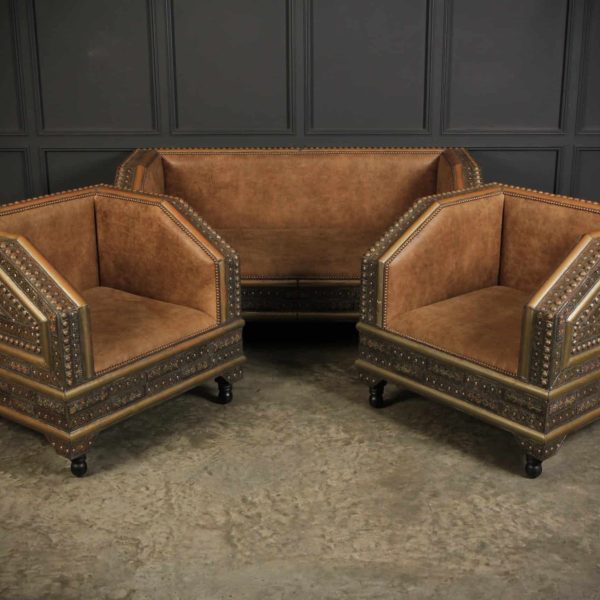 Moroccan Embossed Three Piece Sofa &amp; Armchairs Suite