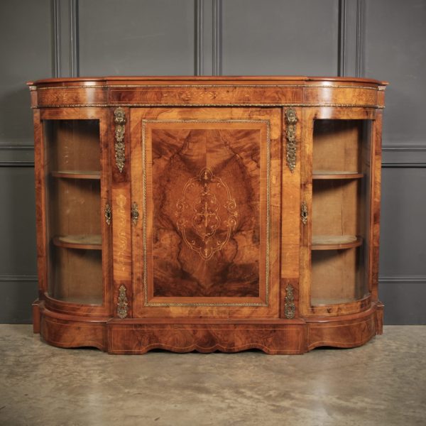 Victorian Inlaid Walnut Credenza Side Cabinet