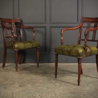 Pair Of George III Mahogany &amp; Leather Chairs