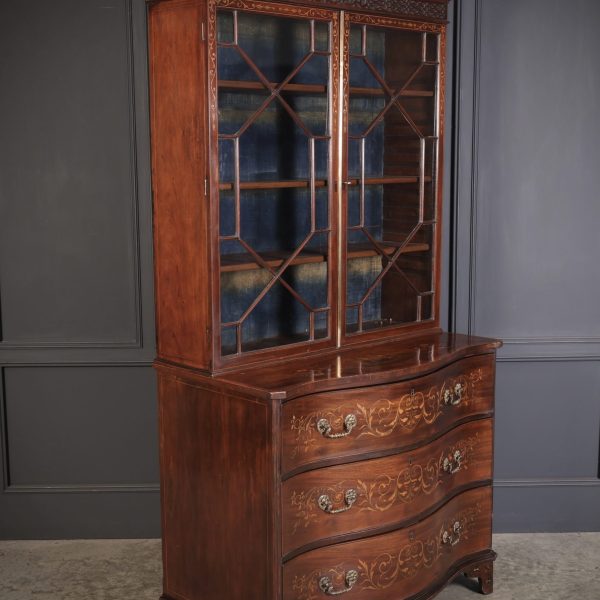 Rare George III Marquetry Inlaid Mahogany Bookcase