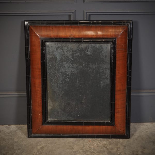 William &amp; Mary Walnut &amp; Ebonised Cushion Frame Mirror