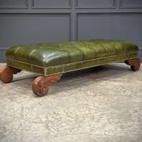 Regency Green Buttoned Leather Footstool