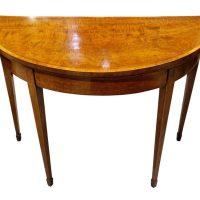 Geo III Fiddleback Mahogany Demi Lune Card Table