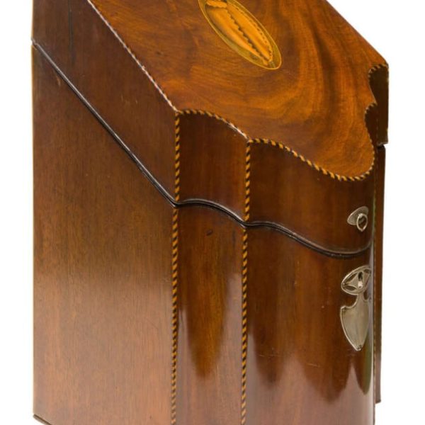 George III inlaid mahogany knife box