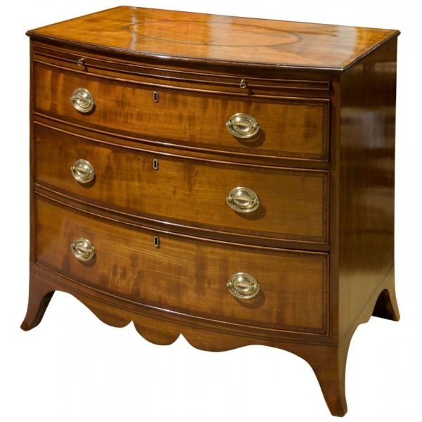 George III three drawer bow fronted chest