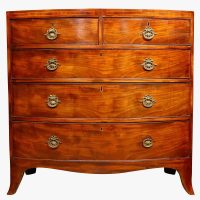 George IV Flame Mahogany Bow Front Chest of Drawers, Circa 1825