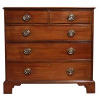 Georgian Mahogany Chest of Drawers with Oval Brass Handles, Oak Lined, c.1800