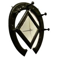 Gothic Horseshoe Coat and Tack Rack with Mirror A very fine quality piece