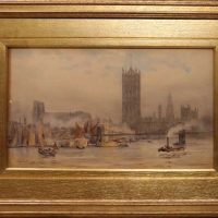 H. Medlycott – The Houses of Parliament from the Thames, Original Watercolour, Dated 1895