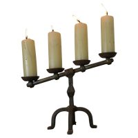 Hand Forged Iron 4 Candle Candelabra Designed in the brutalist Gothic style