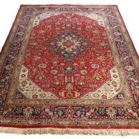 Hand-Knotted Afghan Wool Rug in the Persian Heriz Style