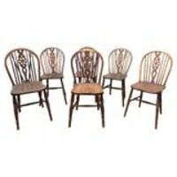 Harlequin Set of 6 Beech & Elm Wheel Back Windsor Kitchen Dining Chairs