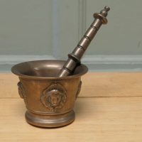 Heavy Bronze Gothic Pestle and Mortar An unusual pair