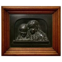 Heavy Bronze Relief Wall Plaque, “Sisters” by E T Wainwright 1898