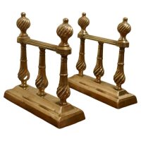 Heavy Pair of Victorian Brass Andirons or Fire Dogs