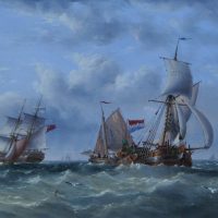Henry Redmore, shipping off the Dutch coast, signed and dated.