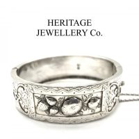 Antique Victorian Embossed Silver Bangle Bracelet (c. 1884)