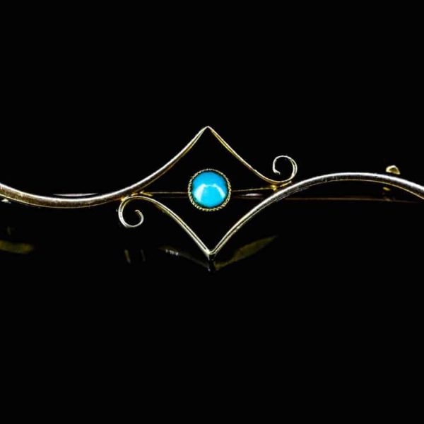 Antique 15ct Turqouise Bar Brooch,Edwardian Turquoise 15ct Bar Brooch,Turquoise Bar Brooch.