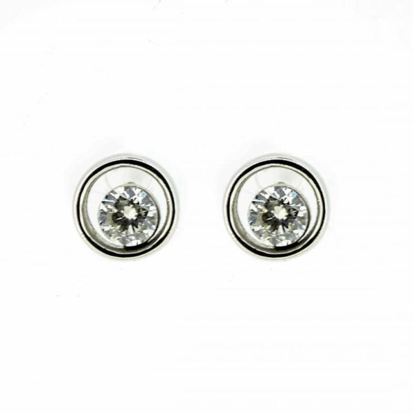 9ct White Gold Diamond Stud Earrings,