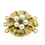 9ct Pearl And Turquoise 3 Row Necklace Clasp, Three Row Pearl And  Turquoise  9ct Clasp. Three Row Pearl Clasp