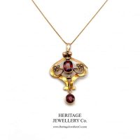 Art Nouveau Pearl and Garnet Pendant