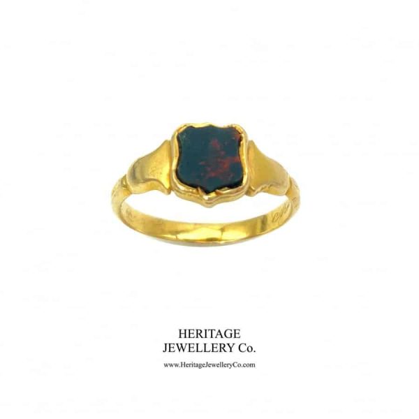Rare Antique William IV Bloodstone Signet Ring (c. 1837)