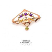 Antique Suffragette Brooch with Amethyst, Pearl and Peridot