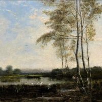Paul Désiré Trouillebert Barbizon School French Landscape Oil Painting