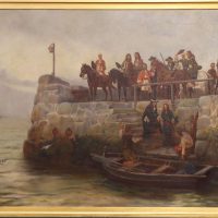 “James II Leaving Scotland for France” – Oil on Canvas After A. C. Gow, Circa 1900