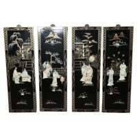 Japanese Lacquered Decorated Wall Panels These 4 very attractive screens
