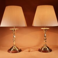 Impressive Pair Of Brass Table Lamps Circa 1900