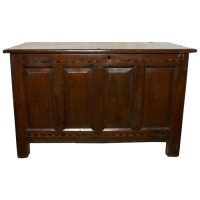 Large 17th Century Inlaid Panelled Oak Coffer