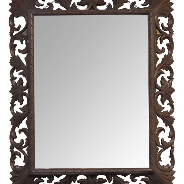 Large 19th Century Mirror in Carved and Painted Wooden Frame