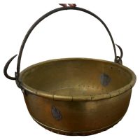 Large 19th Century Swing Handled Brass Pan
