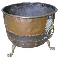 Large Early 19th Century Copper Log Cauldron