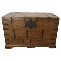 Large Fitted Iron Banded Merchants Chest This is a large heavy and very strong