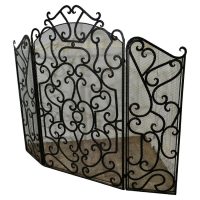 Large Folding Wrought Iron Fire Guard for Inglenook Fireplace