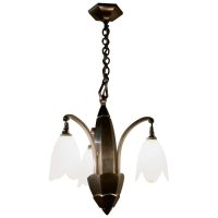 Large French Art Deco Chrome Ceiling Pendant