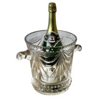 Large French Art Deco Hand Blown Cut Crystal Champaign Ice Bucket, Win