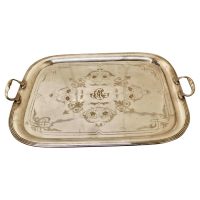 Large French Silver Plated Tray by Lame %26 Lacroix